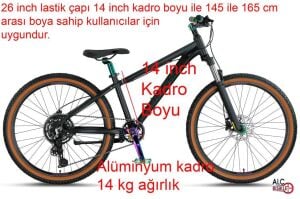 Mosso Rainbow  26 Cues 9S 14 Kadro Hidrolik Disk Fren Dağ Bisikleti (155 ile 175 cm arası boy) Mat Siyah