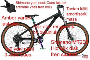 Mosso Rainbow  26 Cues 9S 14 Kadro Hidrolik Disk Fren Dağ Bisikleti (155 ile 175 cm arası boy) Mat Siyah