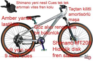 Mosso Rainbow  26 Cues 9S 14 Kadro Hidrolik Disk Fren Dağ Bisikleti (155 ile 175 cm arası boy) Mat Gümüş