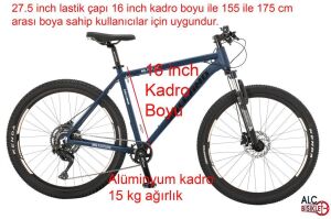 Salcano NG Future  27.5HD 16 Kadro 1x9 Vites Hidrolik Disk Fren Dağ Bisikleti (155 ile 175 cm arası boy) Azur Mavi Siyah Beyaz