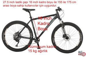 Salcano NG Future  27.5HD 16 Kadro 1x9 Vites Hidrolik Disk Fren Dağ Bisikleti (155 ile 175 cm arası boy) Siyah Yeşil