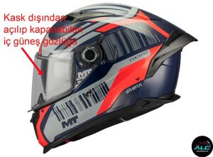 MT Helmets Braker Cocpit Motosiklet Kapalı Kask ECE 22.06 sertifikalı Alc Motosiklet Mavi Kırmızı - MEDIUM