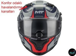 MT Helmets Braker Cocpit Motosiklet Kapalı Kask ECE 22.06 sertifikalı Alc Motosiklet Mavi Kırmızı - XLARGE