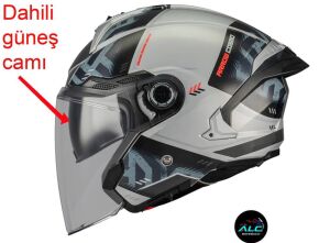 MT Helmets Cosmo SV Arrow Motosiklet Açık Kask ECE 22.06 ve DOT sertifikalı Alc Motosiklet Gri Siyah - LARGE
