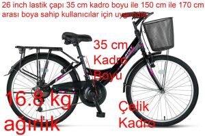 Ümit Safiro 26 Jant Kadın Bisikleti 2608 (150-170 cm arası boy) Siyah Pembe