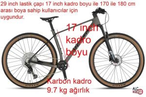Mosso Lantop 612 Plus (carbon) 29 Jant 17 Kadro 1x12 Vites Hidrolik Fren Dağ Bisikleti (170 ile 180 cm arası boy) Siyah Gri