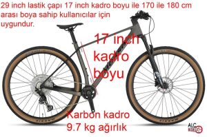 Mosso Lantop 612 Plus (carbon) 29 Jant 17 Kadro 1x12 Vites Hidrolik Fren Dağ Bisikleti (170 ile 180 cm arası boy) Siyah Gri