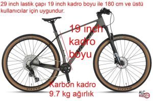 Mosso Lantop 612 Plus (carbon) 29 Jant 19 Kadro 1x12 Vites Hidrolik Fren Dağ Bisikleti (170 ile 180 cm arası boy) Siyah Gri