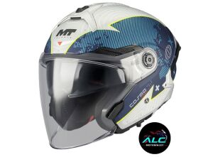MT Helmets Cosmo SV  Layout Motosiklet Açık Kask ECE 22.06 ve DOT sertifikalı Alc Motosiklet Gri Mavi Sarı - MEDIUM
