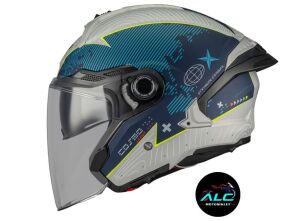 MT Helmets Cosmo SV  Layout Motosiklet Açık Kask ECE 22.06 ve DOT sertifikalı Alc Motosiklet Gri Mavi Sarı - LARGE