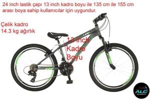 Salcano Lion 24V Jant Çocuk Bisikleti (135 ile 155 cm arası boy) Gri Yeşil