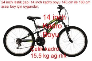 Salcano Hector 24V Pabuç Fren Dağ Bisikleti (140 ile 160 cm arası boy) Siyah Yeşil Sarı