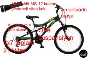 Salcano Hector 24V Pabuç Fren Dağ Bisikleti (140 ile 160 cm arası boy) Siyah Yeşil Sarı