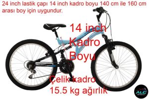 Salcano Hector 24V Pabuç Fren Dağ Bisikleti (140 ile 160 cm arası boy) Açık Mavi Gri Mavi