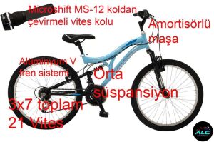 Salcano Hector 24V Pabuç Fren Dağ Bisikleti (140 ile 160 cm arası boy) Açık Mavi Gri Mavi
