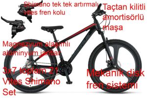 Ümit Accrue 2D 26 Jant 21 Vites Mekanik Disk Fren Dağ Bisikleti 2656 (150 ile 170 cm arası boy) Siyah Kırmızı