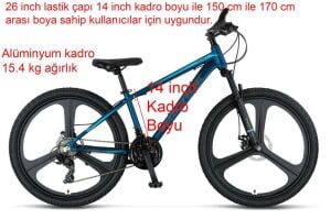 Ümit Accrue 2D 26 Jant 21 Vites Mekanik Disk Fren Dağ Bisikleti 2656 (150 ile 170 cm arası boy) Indigo Mavi