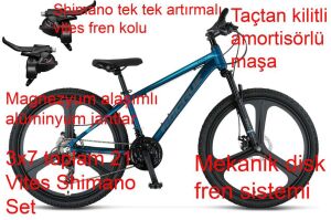 Ümit Accrue 2D 26 Jant 21 Vites Mekanik Disk Fren Dağ Bisikleti 2656 (150 ile 170 cm arası boy) Indigo Mavi