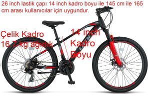 Ümit Arcus 26 Jant Mekanik Disk Fren Dağ Bisikleti 2613 (145-165 cm arası boy) Siyah Kırmızı