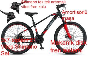 Ümit Arcus 24 Jant Mekanik Disk Fren Dağ Bisikleti 2413 (135-155 cm arası boy) Siyah Kırmızı