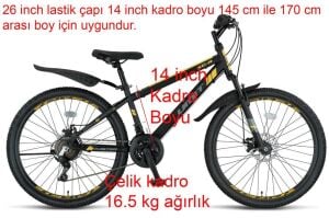 Ümit Faster 26 Jant Disk Fren Dağ Bisikleti 2643 (145 ile 165 cm arası boy) Siyah Sarı