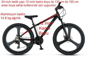 Ümit Accrue 2D 24 Jant 21 Vites Mekanik Disk Fren Dağ Bisikleti 2456 (135 ile 155 cm arası boy) Siyah Kırmızı