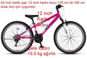 Ümit Luna 24 Jant Genç Kız Bisikleti 2469 (135-160 cm arası boy) Pembe Turkuaz