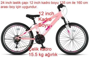 Ümit Luna 24 Jant Genç Kız Bisikleti 2469 (135-160 cm arası boy) Toz Pembe
