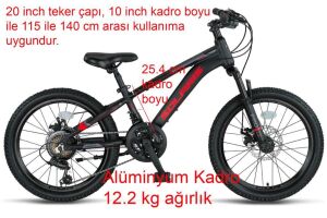 Ümit Solaris 20 Jant Disk Fren Vitesli Çocuk Bisikleti 2051 (115 / 140 cm arası boy) Siyah Kırmızı