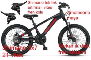Ümit Solaris 20 Jant Disk Fren Vitesli Çocuk Bisikleti 2051 (115 / 140 cm arası boy) Siyah Kırmızı
