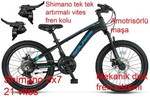Ümit Solaris 20 Jant Disk Fren Vitesli Çocuk Bisikleti 2051 (115 / 140 cm arası boy) Siyah Mavi
