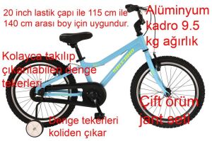 Salcano Wolf 20 Jant Hafif Çocuk Bisikleti (115-140 cm Boy) Açık Mavi Sarı