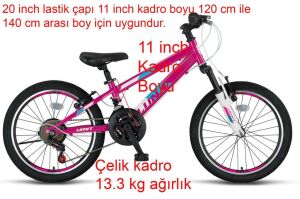 Ümit Luna 20 Jant Kız Çocuk Bisikleti 2069 (120-140 cm arası boy) Pembe Turkuaz