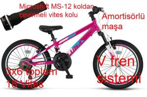 Ümit Luna 20 Jant Kız Çocuk Bisikleti 2069 (120-140 cm arası boy) Pembe Turkuaz