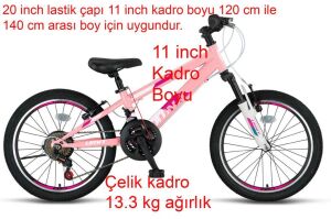 Ümit Luna 20 Jant Kız Çocuk Bisikleti 2069 (120-140 cm arası boy) Toz Pembe