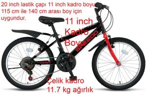 Ümit Speedo 20 Jant Vitesli Çocuk Bisikleti 2067 (115-140 cm arası boy) Siyah Kırmızı
