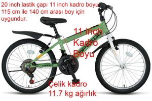 Ümit Speedo 20 Jant Vitesli Çocuk Bisikleti 2067 (115-140 cm arası boy) Zeytin Yeşil Turuncu