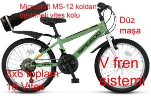 Ümit Speedo 20 Jant Vitesli Çocuk Bisikleti 2067 (115-140 cm arası boy) Zeytin Yeşil Turuncu