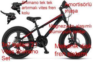 Ümit Accrue 2D 20 Jant 21 Vites Mekanik Disk Fren Dağ Bisikleti 2056 (115 ile 140 cm arası boy) Siyah Kırmızı