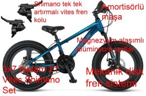 Ümit Accrue 2D 20 Jant 21 Vites Mekanik Disk Fren Dağ Bisikleti 2056 (115 ile 140 cm arası boy) Indigo Mavi
