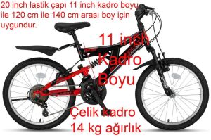 Ümit Blackmount 20 Jant Çift Amortisörlü Çocuk Bisikleti 2030 (120-140 cm arası boy) Siyah Kırmızı