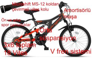 Ümit Blackmount 20 Jant Çift Amortisörlü Çocuk Bisikleti 2030 (120-140 cm arası boy) Antrasit Turuncu