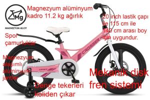 Ümit Crosser 2d 20 Jant Disk Fren Kız Çocuk Bisikleti 2018 (115 ile 140 cm arası boy) AÇIK PEMBE