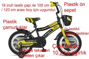 Ümit Trend-Y 16 Jant Erkek Çocuk Bisikleti 1602 (100-120 cm arası boy) Siyah Sarı Gri