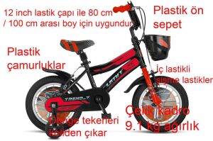 Ümit Trend-Y 12 Jant Erkek Çocuk Bisikleti 1202 (80-100 cm arası boy) Siyah Kırmızı