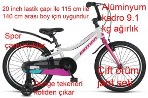 Ümit Motion V 20 Jant Kız Çocuk Hafif Bisiklet 2074 (115-140 cm arası boy) Beyaz Pembe
