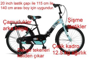 Ümit Picolo 20 Jant Katlanır Çocuk Bisikleti 2019 (115 ile 140 cm arası  boy) Siyah Turkuaz