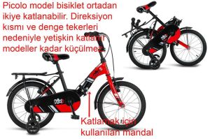 Ümit Picolo 16 Jant Katlanır Çocuk Bisikleti 1619 (100 ile 120 cm arası  boy) Siyah Kırmızı