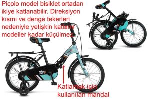 Ümit Picolo 16 Jant Katlanır Çocuk Bisikleti 1619 (100 ile 120 cm arası  boy) Siyah Turkuaz