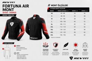 Revit Fortuna Air Erkek Yazlık Motosiklet Montu Aa Sertifikalı Ce Korumalı Alc Motosiklet Siyah Kırmızı - LARGE